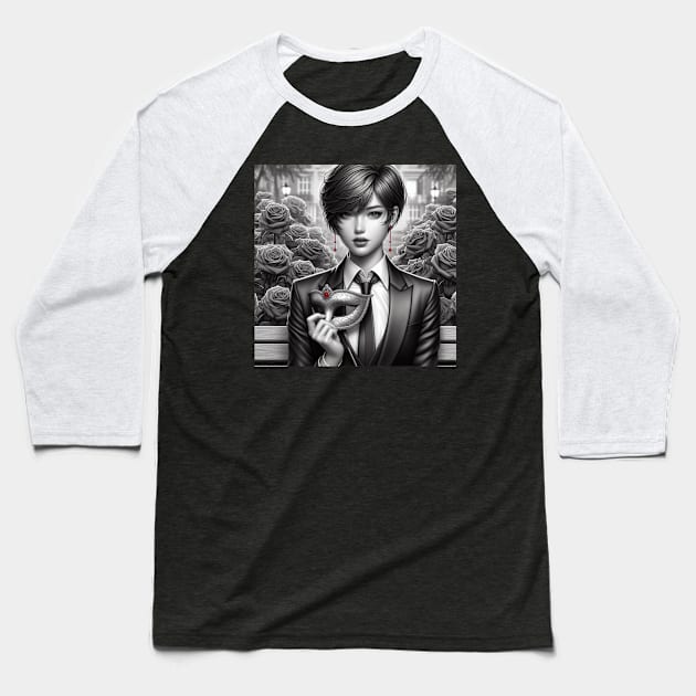 Dream in Black & White Baseball T-Shirt by PlayfulPandaDesigns